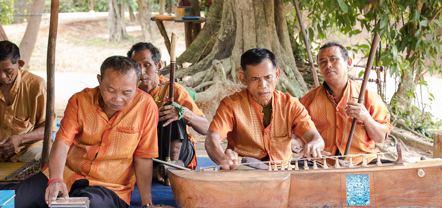 Local musicians outside temple